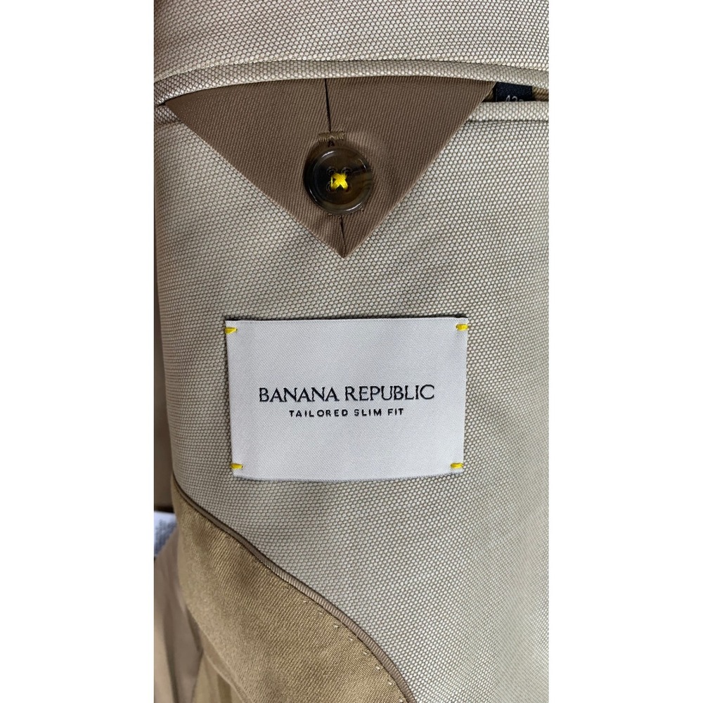 Banana Republic Reda Flexo Italian Hopsack Suit Jacket 42R Slim Fit Tan Wool - Picture 7 of 12